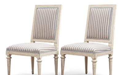 A pair of Gustavian chairs by Jakob Malmsten (master in Stockholm 1780-1788).