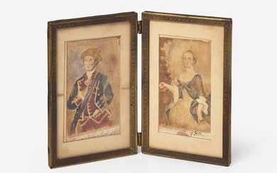 A pair of portrait miniatures: George and Martha Washington, After John Wollaston (1710-1775) and