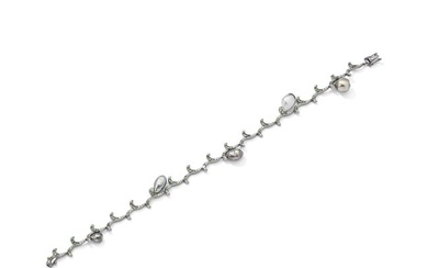 A pearl and gem-set bracelet