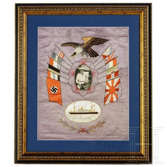 A Chinese silk embroidery picture of a sailor of the