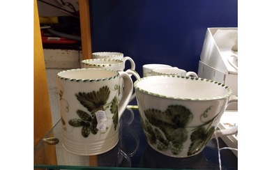 A selection of Rye pottery hop decorated mugs
