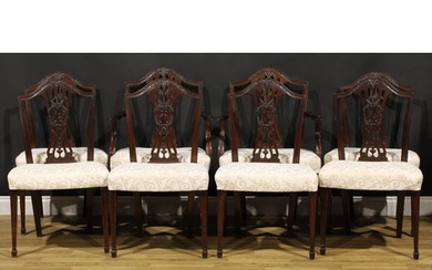 A set of eight Hepplewhite Revival mahogany dining chairs, c...