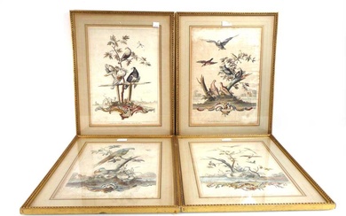 A set of four 19th century hand coloured engravings, each...