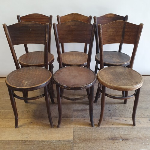 A set of six Fischel bentwood chairs, embossed mark to base ...