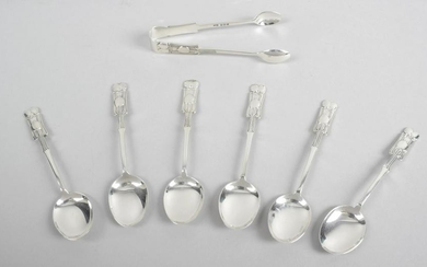 A set of six Liberty silver teaspoons with matching