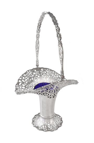 A silver swing handled flower basket