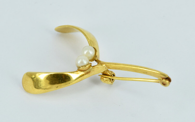 A18ct GOLD AND PEARL BROOCH