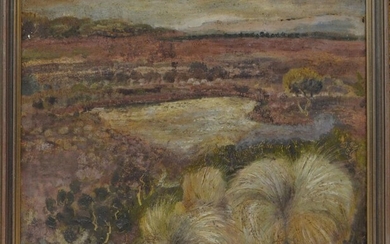 ABAGAIL HEATHCOTE, SALT MARSHES, OIL ON BOARD, 70 X 90CM, FRAME SIZE: 78 X 87CM, CONDITION: MINOR SCRATCHES TO SURFACE, WELL FRAMED