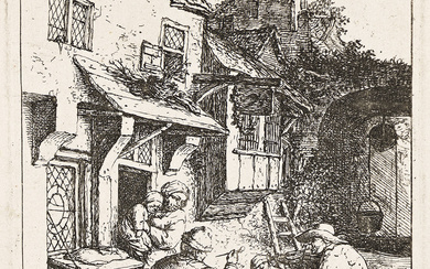 ADRIAEN VAN OSTADE Three etchings. The Hunchbacked Fiddler, 1654. 164x114 mm; 6⅝x4⅝, smal...