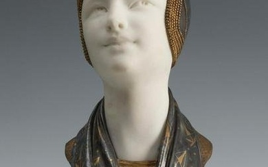 AFFORTUNATO GORY (Italy, active between 1895 - 1925, probably in Paris). "Bust of a woman". Marble