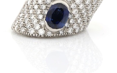 AIG Certified 950 platinum - Ring - 2.54 ct Diamond - Sapphire