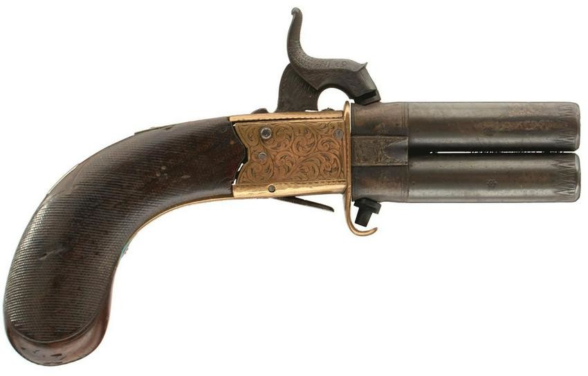 AN 80-BORE PERCUSSION TURNOVER POCKET PISTOL, 2inch