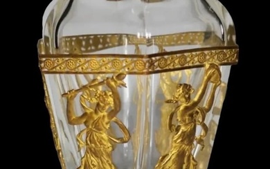 AN EMPIRE STYLE ORMOLU MOUNTED BACCARAT CRYSTAL VASE