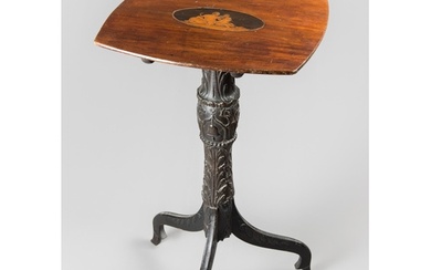 AN UNUSUAL ANTIQUE MAHOGANY SIDE TABLE, WITH INLAID TOP MARR...