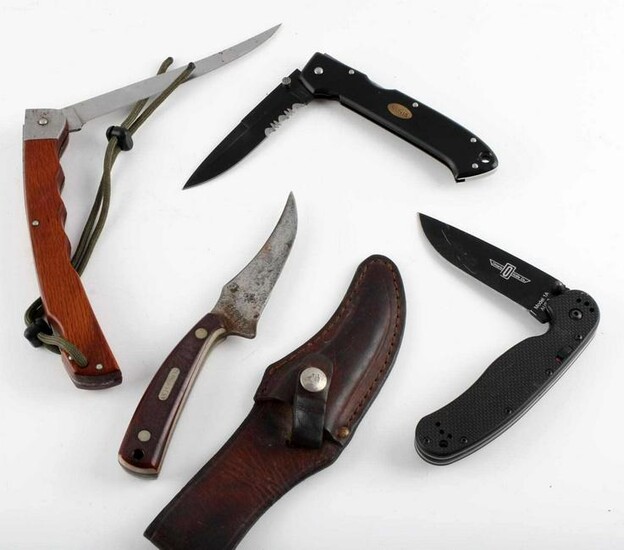 ASSORT VINTAGE FIXED BLADE & POCKET KNIFE LOT OF 4