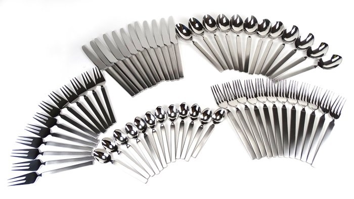 Achille Castiglioni - Alessi - 60-piece cutlery set (60) - 18/10 Steel mirror polished with matte handle - ''Dry''