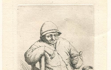 Adriaen van Ostade (1610-1685) Laughing pipe smoker Etching 13,2 x...