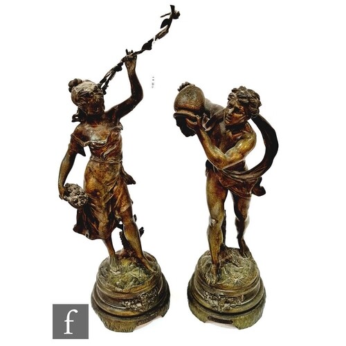 After Bucheron - A pair of 19th Century French spelter figur...