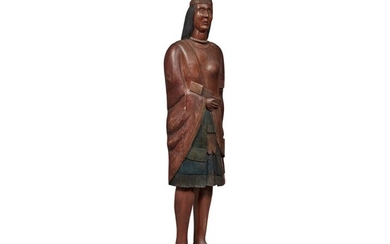 American Carved and Paint-Decorated Native American Tobacconist Trade Figure, Possibly from the Workshop of Julius Melchers (1829-1909), Detroit, Michigan, Circa 1870