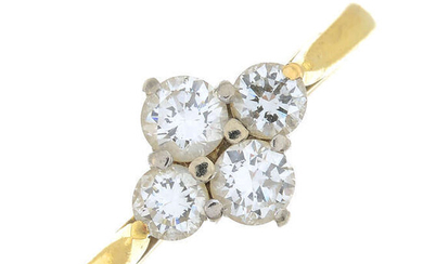 An 18ct gold brilliant-cut diamond quatrefoil ring.