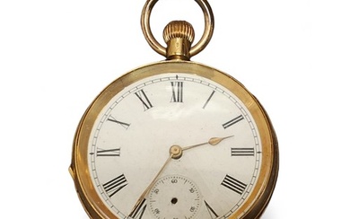 An 18ct gold open faced pocket watch, top winder, unsigned m...