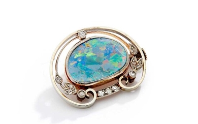 An Arts & Crafts opal and diamond brooch, by Liberty, attributed to Jessie M King, circa 1905