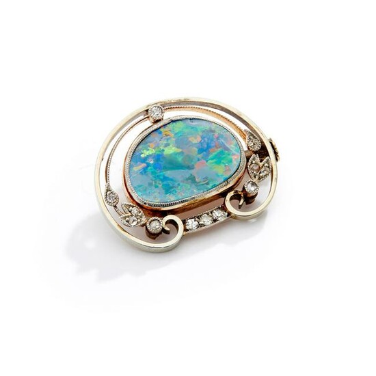 An Arts & Crafts opal and diamond brooch, by Liberty