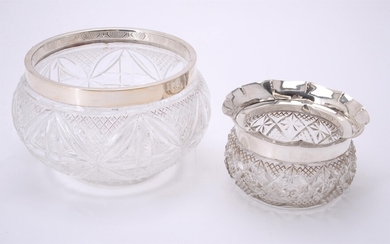 An Edwardian silver mounted cut glass circular bowl by George Nathan & Ridley Hayes