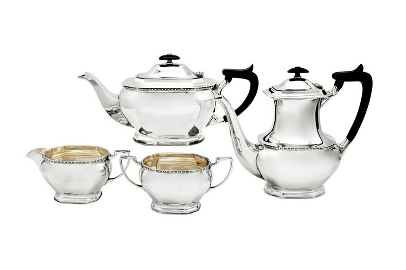 An Elizabeth II sterling silver four-piece tea and