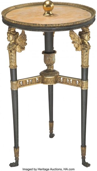 An Empire-Style Patinated and Gilt Bronze Tripod