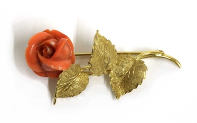 An Italian gold carved coral brooch