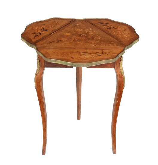 An Italian walnut and marquetry inlaid occasional table