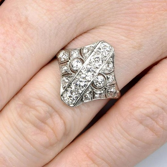 An old-cut diamond openwork dress ring. Estimated total