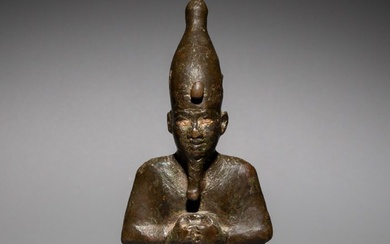 Ancient Egyptian Bronze Osiris God. Late Period, 664 - 323 BC. 15 cm H.