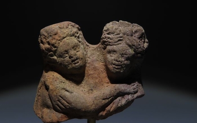 Ancient Greek Terracotta Alexandrian heads of Eros and Pshyque.