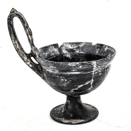 Ancient Greek terracotta ceremonial cup, height 19cm, rim di...