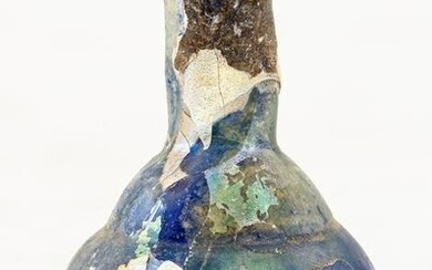 Ancient Miniature Iridescent Blue Glass Bottle