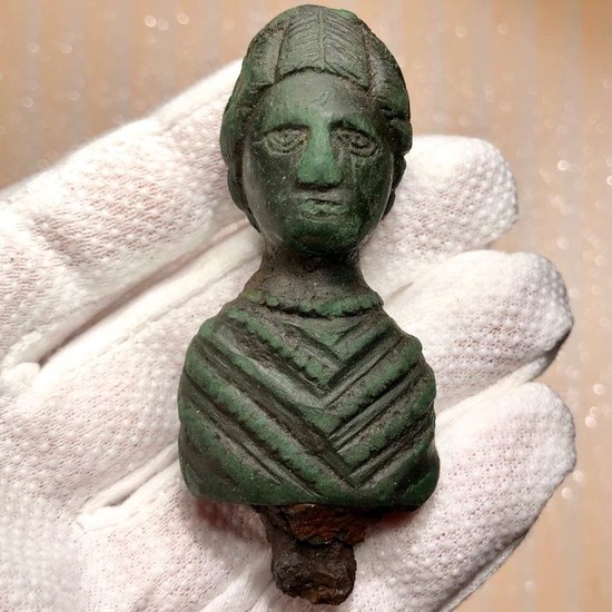 Ancient Roman Bronze Exclusive Bust of a Woman probably a member of the Severian dynasty.