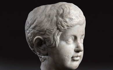 Ancient Roman Marble Refined marble portrait of a youth.