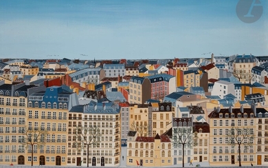 Anne-Marie SABATIER (born in 1947)Les Toits de Paris, 1979Oilon canvas.Signed and dated lower right.81 x 100 cm