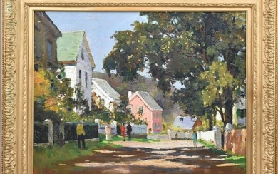Anthony Thieme (AMERICAN, 1888–1954) oil on canvas, Smith Street Rockport, MA. John H Surovek