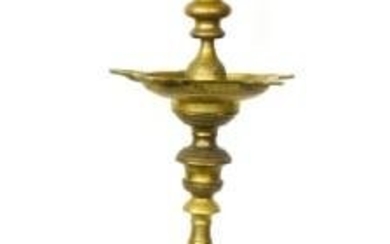Antique Brass Standing Hookah Rooster Motif Table