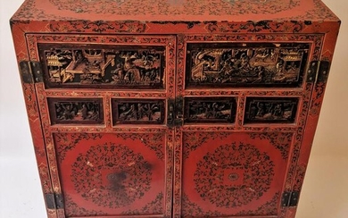 Antique Carved Two-Door Wedding Cabinet