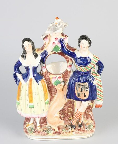 Antique English ceramic portre montre with figures.