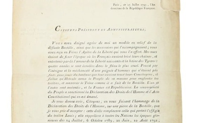 Antique Ephemera Galloy 1793 Letter Re Louis XVI