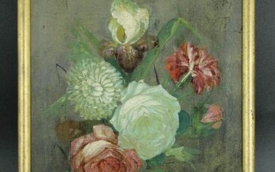 Antique Floral Still Life Initialed WP