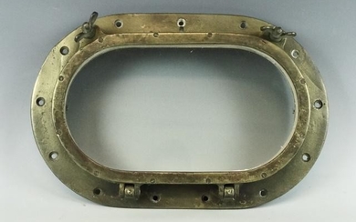 Antique Oval Brass, Glass Ship's Porthole