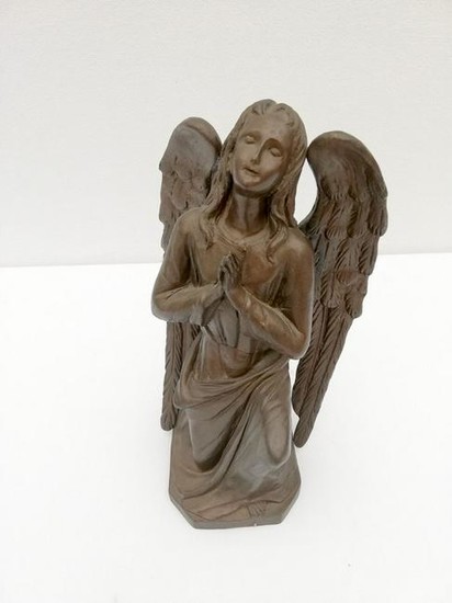 Antique bronze sculpture of a praying angel