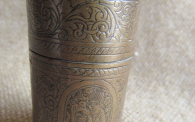 Anttique Bronze/ Copper Snufff Box 7 cm Tall Engrave...