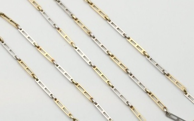 Art Deco 14K Gold Two Tone Ladder Link Watch Chain,...
